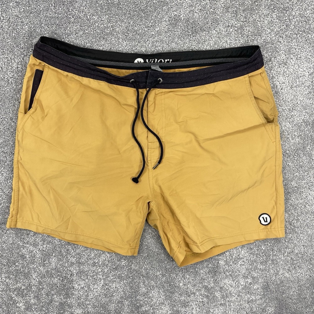 Vuori Bahia Shorts Mens 36 Yellow Boardshorts Swim Trunks 6" Inseam